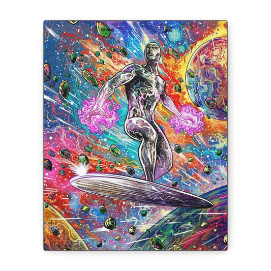 Cosmic Surfing Canvas Art, Colorful Wall Decor, Unique Gift for Space Lovers, Home Gallery, Vibrant Abstract Art